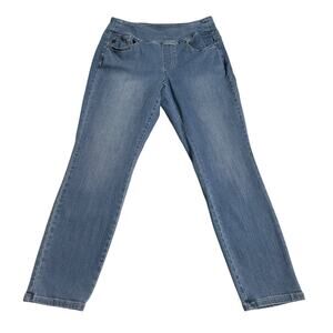 Belle Kim Gravel Womens Size 8 Pull On Skinny Jeans Mid Rise Blue Stretch Denim